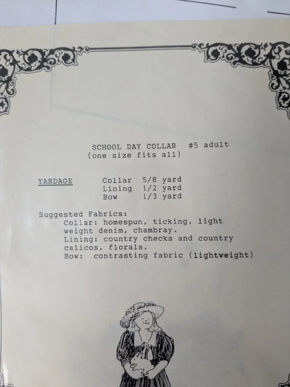 5/$15 Prairie Clothing Co School Day Collar Pattern Adult Uncut 1989 Costume